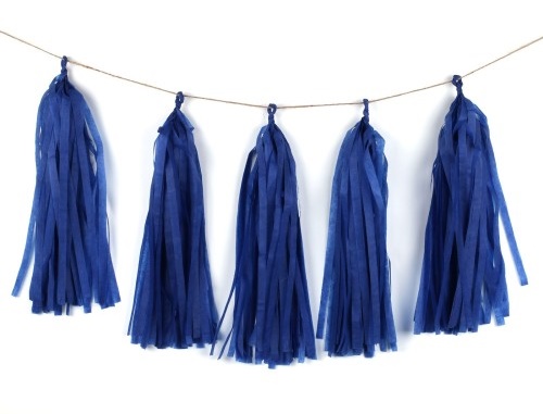 Dark Blue Tissue Tassel Garland